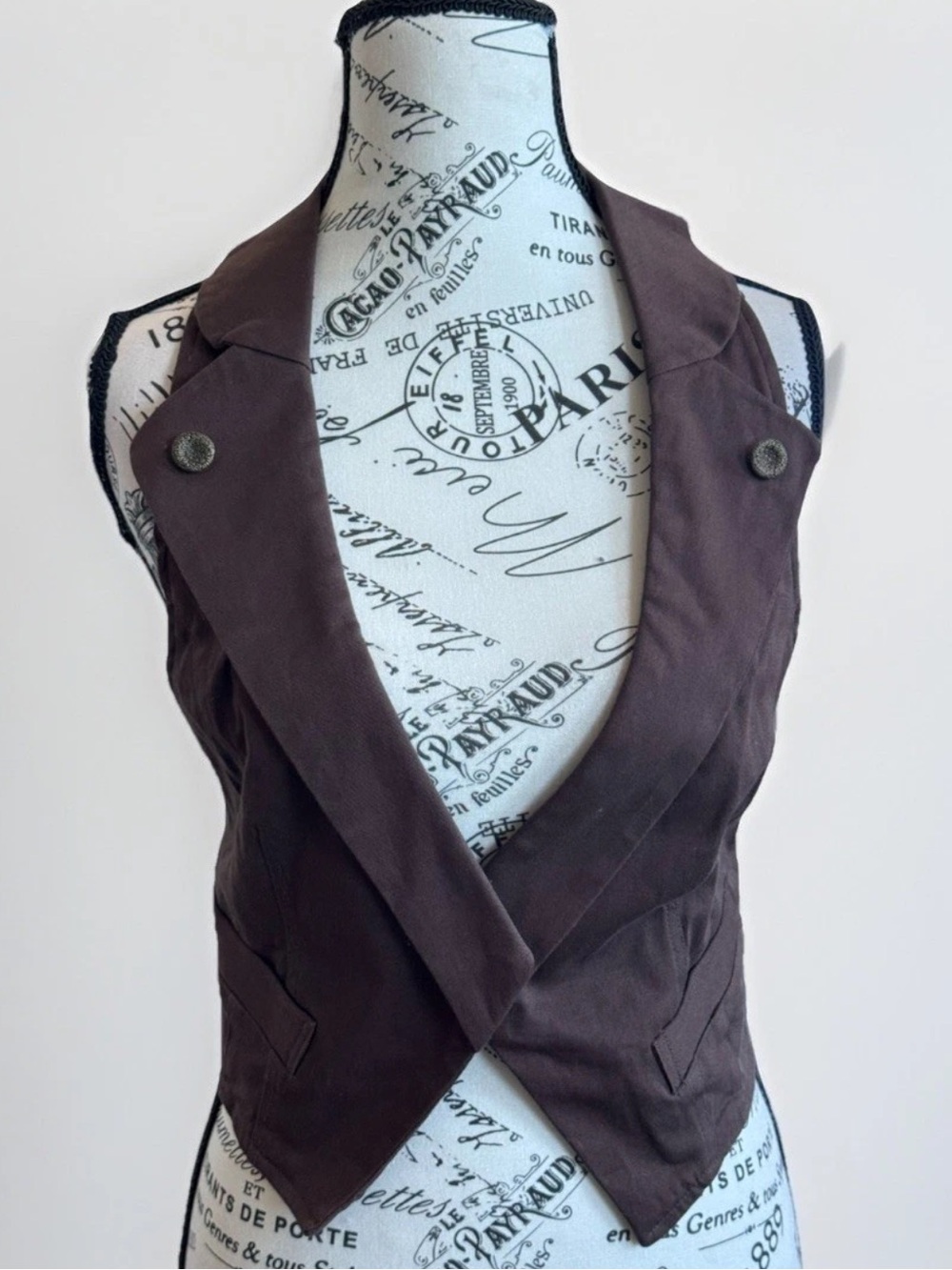 vintage Y2K charlotte russe Brown halter Top neck vest jacket one snap button - Picture 2 of 10